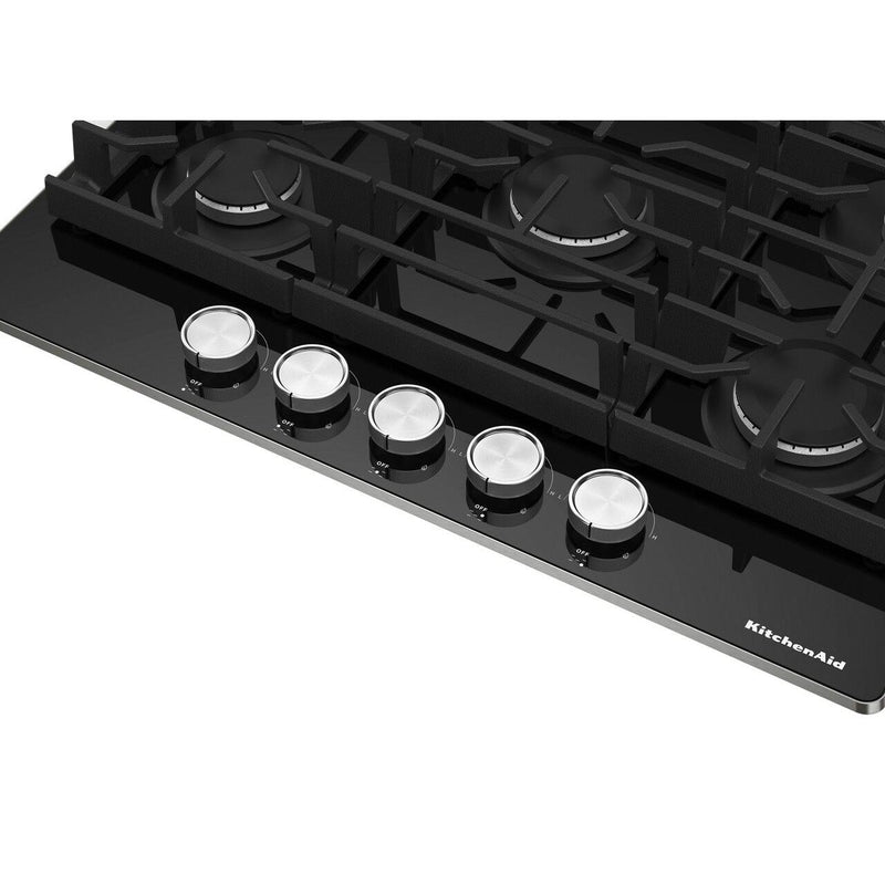 KitchenAid 30 inch Built in Gas Cooktop with 5 Burners KCGG530PBL