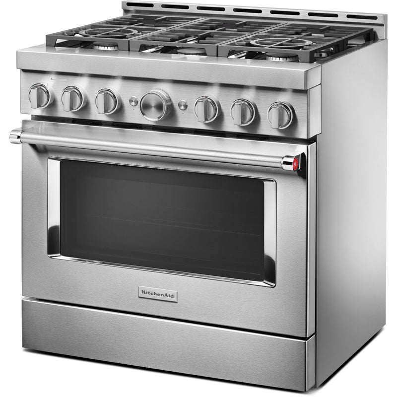 KitchenAid 36-inch Freestanding Gas Range with Even-Heat™ True Convection KFGC506JSS