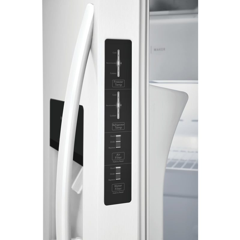 Frigidaire 36-inch, 25.6 cu.ft. Freestanding Side-by-Side Refrigerator with Ice and Water Dispensing System FRSS2623AW