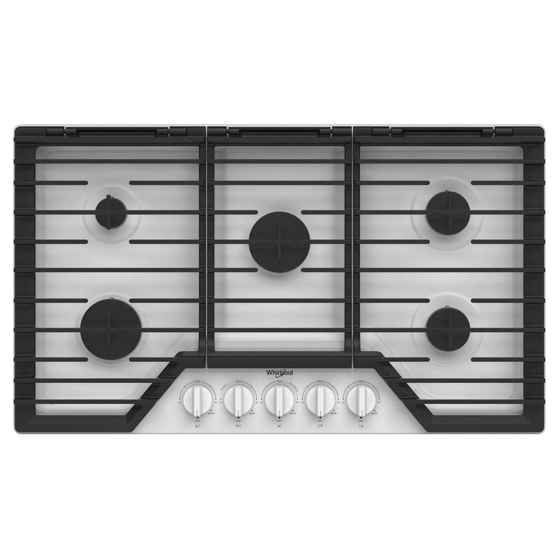 Whirlpool 36-inch Built-in Gas Cooktop with EZ-2-Lift™ Hinged Cast-Iron Grates WCGK5036PW IMAGE 1