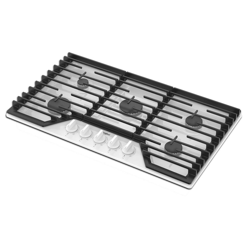 Whirlpool 36-inch Built-in Gas Cooktop with EZ-2-Lift™ Hinged Cast-Iron Grates WCGK5036PW IMAGE 2