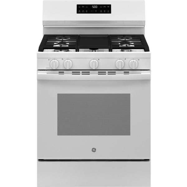 GE 30-inch Freestanding Gas Range with Center Oval Burner GGF500PVWW IMAGE 1