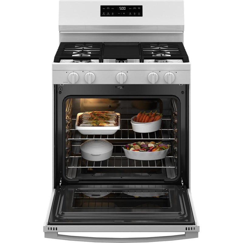 GE 30-inch Freestanding Gas Range with Center Oval Burner GGF500PVWW IMAGE 2