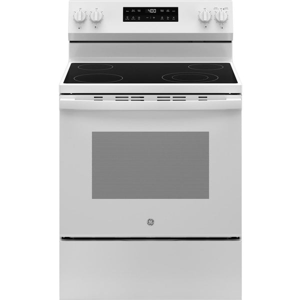 GE 30-inch Freestanding Electric Range with SmartHQ™ GRF400PVWW IMAGE 1