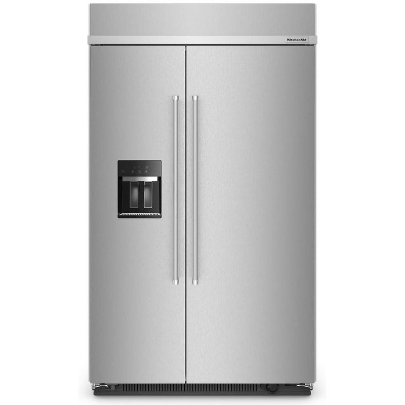KitchenAid 48-inch, 29.4 cu. ft. Built-In Side-by-Side Refrigerator with External Water and Ice Dispensing System KBSD708MPS