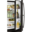GE Profile 36-inch, 22.1 cu.ft. Counter-Depth French 3-Door Refrigerator with External Water and Ice Dispensing System (Fingerprint-Resistant Black Stainless) PYD22KBLTS (PYD22KBLTS)