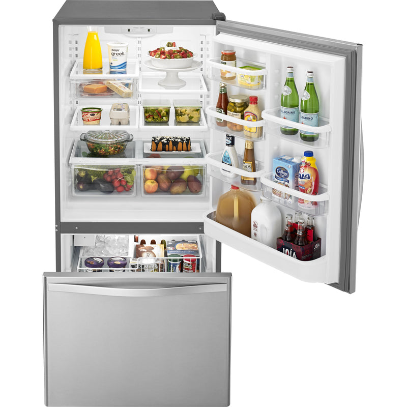 Whirlpool 33-inch, 22 cu. ft. Bottom Freezer Refrigerator with Icemaker WRB322DMBM