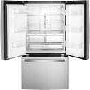 GE 36-inch, 20.6 cu.ft. Counter-Depth French 3-Door Refrigerator with Exterior Ice Maker GYE21JYMFSGYE21JYMFS