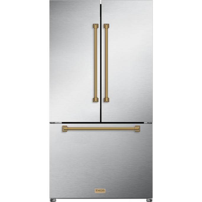  Thor Kitchen 36-inch, 20.3 cu. ft. Counter-Depth French 3-Door Refrigerator with Ice Maker RF3621CTD99-BRZ IMAGE 1