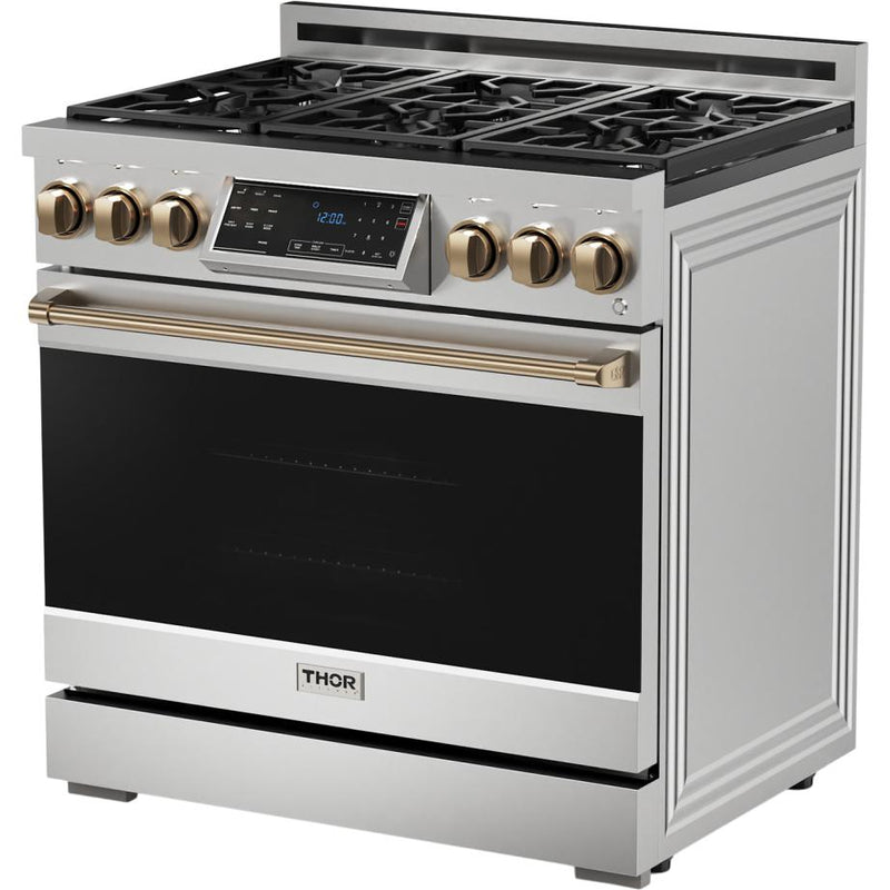  Thor Kitchen 36-inch Freestanding Gas Range with Tilt Panel RSG36LP-BRZ IMAGE 5