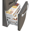 GE 36-inch, 22.1 cu.ft. Counter-Depth French 3-Door Refrigerator with external water and ice dispensing system GYE22GMNES
