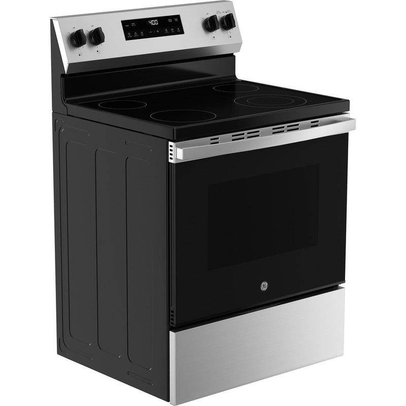 GE 30-inch Freestanding Electric Range with Steam Clean GRF400SVSS
