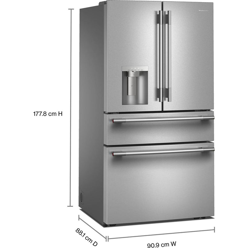  KitchenAid 36-inch, 29.51 cu. ft. Freestanding French 4-Door Refrigerator with Water and Ice Dispensing System KRMF436SPS IMAGE 8