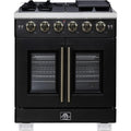  Forno 30-inch Capriasca Freestanding Gas Range with French Door FFSGS6460-30BLK IMAGE 1