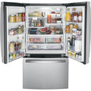 GE 36-inch, 21.9 cu.ft. Counter-Depth French 3-Door Refrigerator with Interior Ice Maker GWE22JYMFSGWE22JYMFS