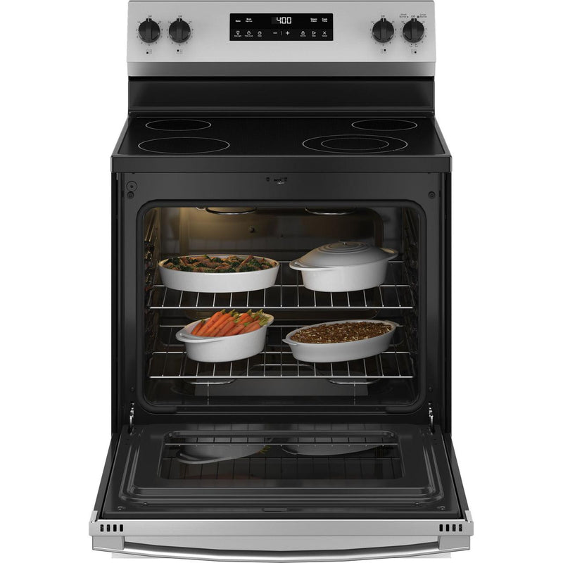 GE 30-inch Freestanding Electric Range with Steam Clean GRF400SVSS