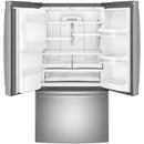 GE 36-inch, 27.8 cu.ft. Freestanding French 3-Door Refrigerator with Ice and Water Dispensing System (Fingerprint Resistant Stainless)GFE28GYNFS