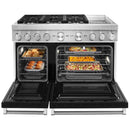 KitchenAid 48-inch Freestanding Dual Fuel Range with Even-Heat™ True Convection KFDC558JBKKFDC558JBK