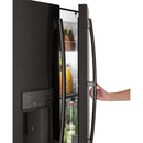 GE Profile 36-inch, 22.1 cu.ft. Counter-Depth French 3-Door Refrigerator with External Water and Ice Dispensing System PYD22KBLTS