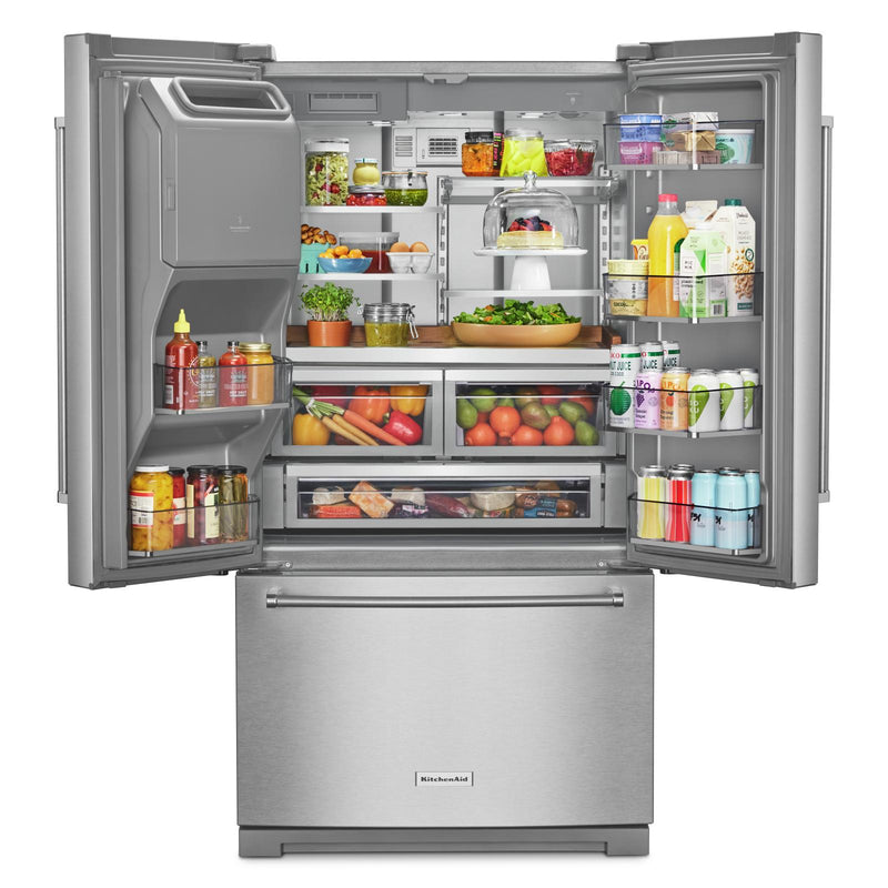 KitchenAid French 3-Door Refrigerator with External Water and Ice Dispensing System KRFF577KPS