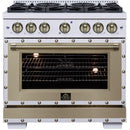  Forno 36-inch, 5.2 Cu.Ft. Valente Dual Fuel Range FFSGS6199-36CPWHT IMAGE 1