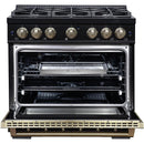  Forno 36-inch, 5.2 Cu.Ft. Valente Gas Range FFSGS6299-36CPBLK IMAGE 3