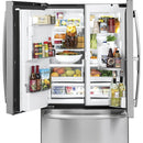 GE Profile 36-inch, 22.1 cu.ft. Counter-Depth French 3-Door Refrigerator with External Water and Ice Dispensing System (Stainless Steel)  PYD22KSLSS (PYD22KSLSS)