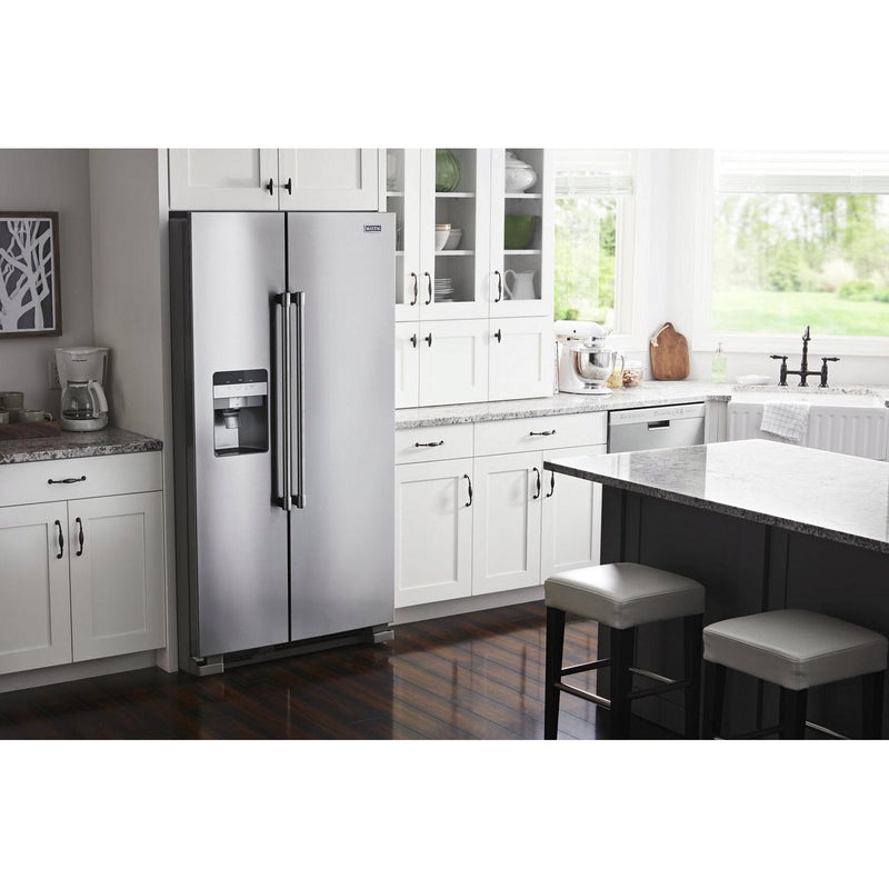 Maytag 36-inch, 25 cu.ft. Freestanding Side-by-Side Refrigerator with External Water and Ice Dispensing System MSS25C4MGZ