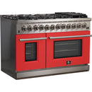 Forno Capriasca Alta Qualita 48-inch Freestanding Dual Fuel Range with Convection Technology FFSGS6187-48 (Red)FFSGS618748RED