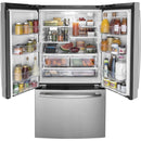 GE 36-inch French 3-Door Refrigerator with Internal Water Dispenser (Fingerprint Resistant Stainless)GNE27JYMFS