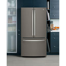 GE 36-inch, 27 cu.ft. Freestanding French 3-Door Refrigerator with Internal Water Dispenser GNE27JMMES
