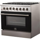 Forno Galiano Alta Qualita 36-inch Freestanding Dual Fuel Range with Convection Technology FFSGS6156-36BLKFFSGS615636BLK