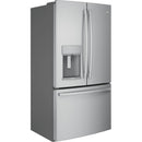 GE Profile 36-inch, 22.2 cu.ft. Counter-Depth French 3-Door Refrigerator with Water and Ice Dispensing System PYE22KSKSS