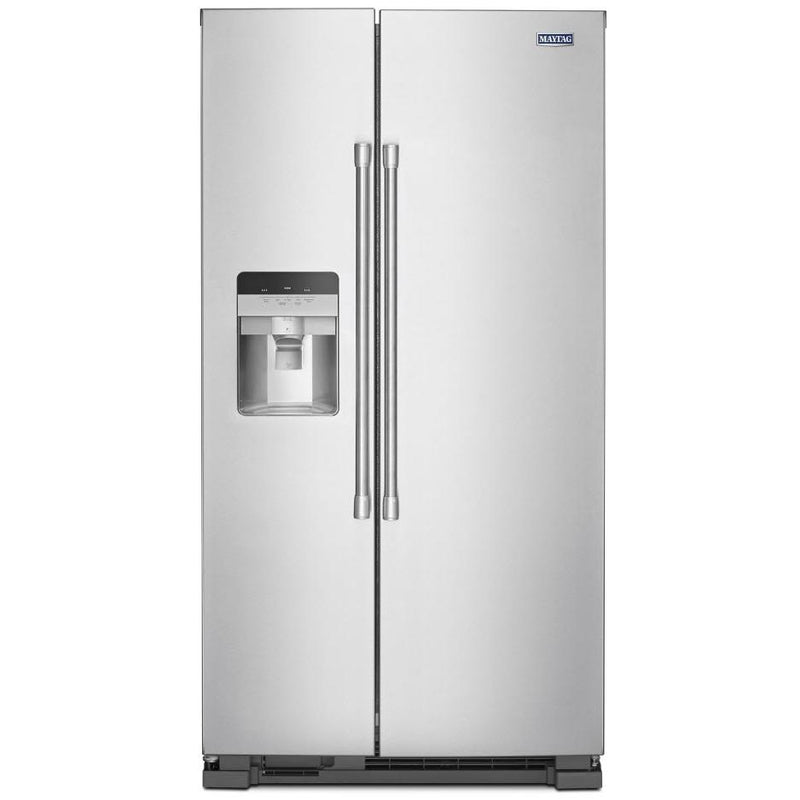 Maytag 36-inch, 25 cu.ft. Freestanding Side-by-Side Refrigerator with External Water and Ice Dispensing System MSS25C4MGZ