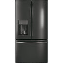 GE Profile 36-inch, 22.2 cu.ft. Counter-Depth French 3-Door Refrigerator with Water and Ice Dispensing System PYE22KBLTSPYE22KBLTS
