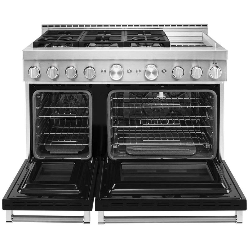 KitchenAid 48-inch Freestanding Gas Range with Even-Heat™ True Convection KFGC558JBK