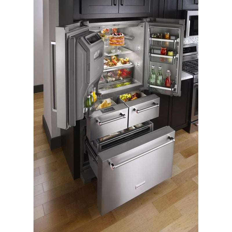 KitchenAid 36-inch, 25.8 cu. ft. French 5-Door Refrigerator with Ice and Water KRMF706ESS