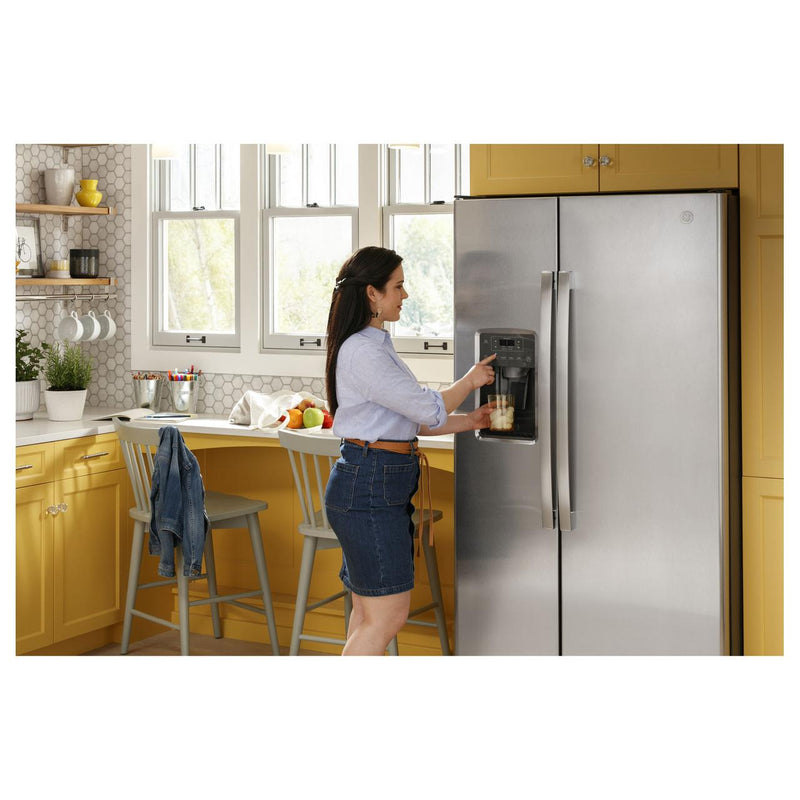 GE 33-inch, 23 cu. ft. Side-By-Side Refrigerator with Water and Ice Dispensing System GSS23GYPFS