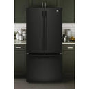 GE 33-inch, 24.8 cu. ft. French 3-Door Refrigerator with Ice and Water GNE25JGKBB