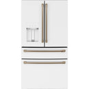 Caf? 36-inch, 22.3 cu.ft. Counter-Depth French 4-Door Refrigerator with Wi-Fi (Matte White/Brushed Bronze) CXE22DP4PW2 (CXE22DP4PW2)
