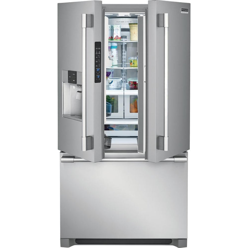 (FPBS2778UF) Frigidaire Professional 36-inch, 27.8 cu.ft. Freestanding French 3-Door Refrigerator with External Water and Ice Dispensing System FPBS2778UF