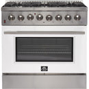 Forno Galiano Alta Qualita 36-inch Freestanding Dual Fuel Range with Convection Technology FFSGS6156-36WHTFFSGS615636WHT
