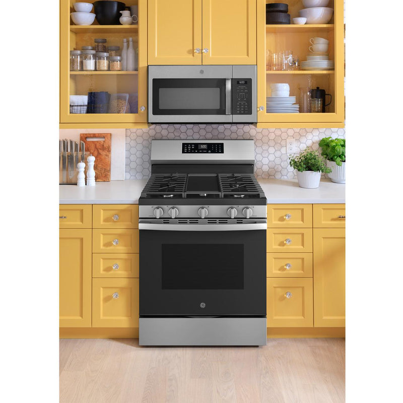 GE 30-inch Freestanding Gas Range with Convection Technology GGF600AVSS