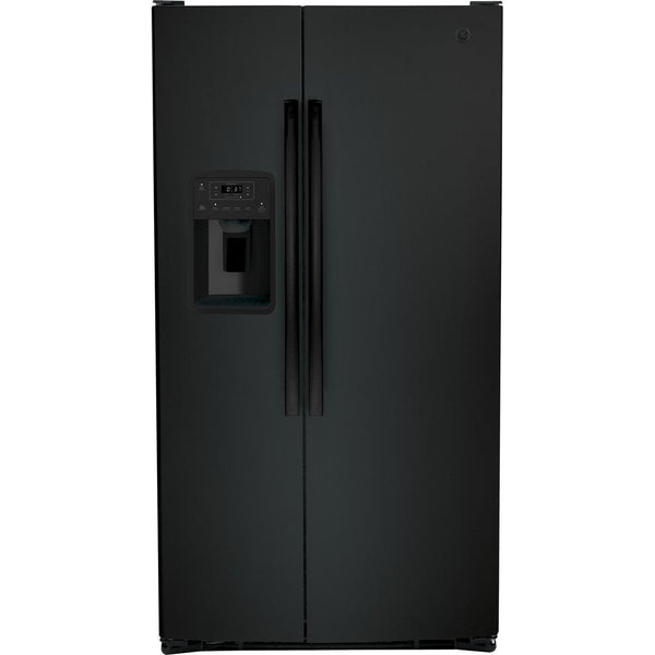 GE 36-inch, 25.3 cu. ft. Side-by-Side Refrigerator with Water and Ice Dispenser GSS25GGPBB