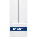 GE 33-inch, 24.8 cu. ft. French 3-Door Refrigerator with Ice and Water (White) GNE25JGKWW (GNE25JGKWW)