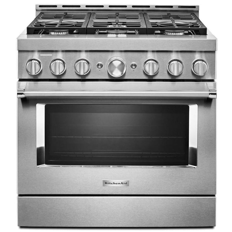 KitchenAid 36-inch Freestanding Gas Range with Even-Heat™ True Convection KFGC506JSS