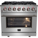 Forno Massimo 36" Freestanding Gas Range )Stainless Steel)FFSGS623936