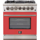 Forno Capriasca Alta Qualita 30-inch Freestanding Gas Range with Convection Technology FFSGS6260-30 (Red) (FFSGS626030RED)