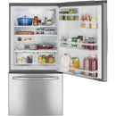 GE 33-inch, 24.9 cu.ft. Bottom Freezer Refrigerator with Ice Dispenser GDE25ESKSS