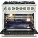 Forno Capriasca Alta Qualita 36-inch Freestanding Dual Fuel Range with Convection Technology FFSGS6187-36 (Black)FFSGS618736BLK